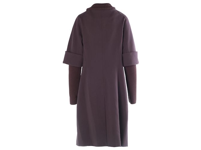 Escada Wool Coat With Ribbed Cuffs And A Double-Breasted Button Closure Brown - view 3