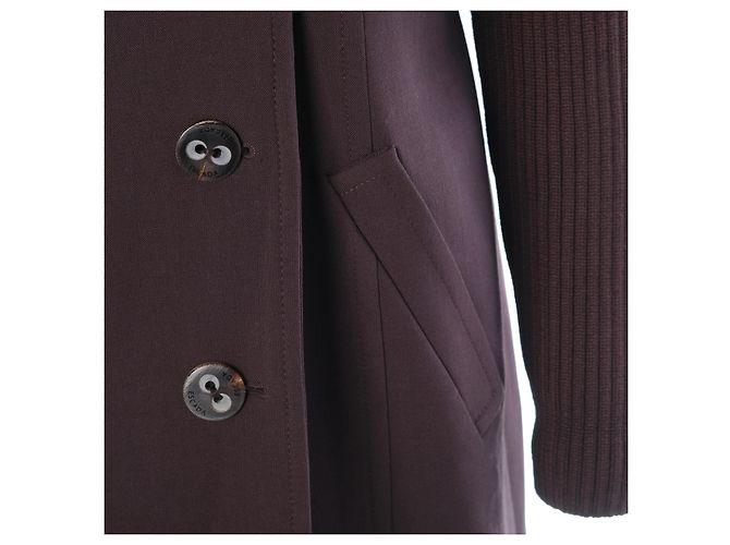 Escada Wool Coat With Ribbed Cuffs And A Double-Breasted Button Closure Brown - view 4
