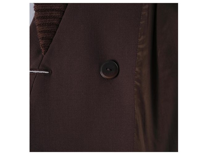 Escada Wool Coat With Ribbed Cuffs And A Double-Breasted Button Closure Brown - view 6