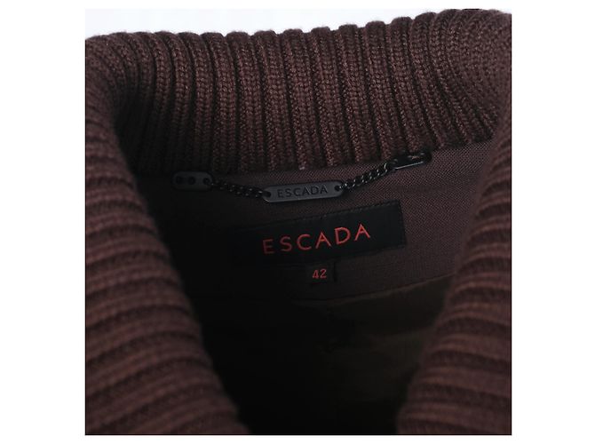 Escada Wool Coat With Ribbed Cuffs And A Double-Breasted Button Closure Brown - view 7