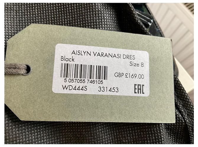 Autre Marque AllSaints Vestido Aislyn Varanasi Negro Rosa Blanco Verde - vista 3