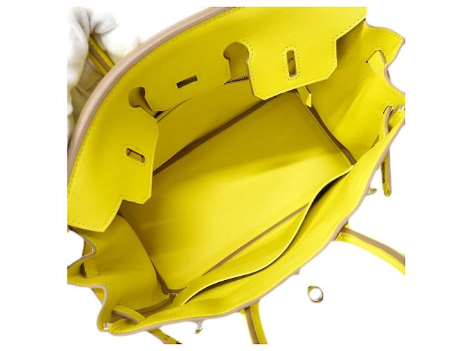 Hermès Borsa Hermes Birkin 25 in pelle Swift Lime D'oro - vista 4