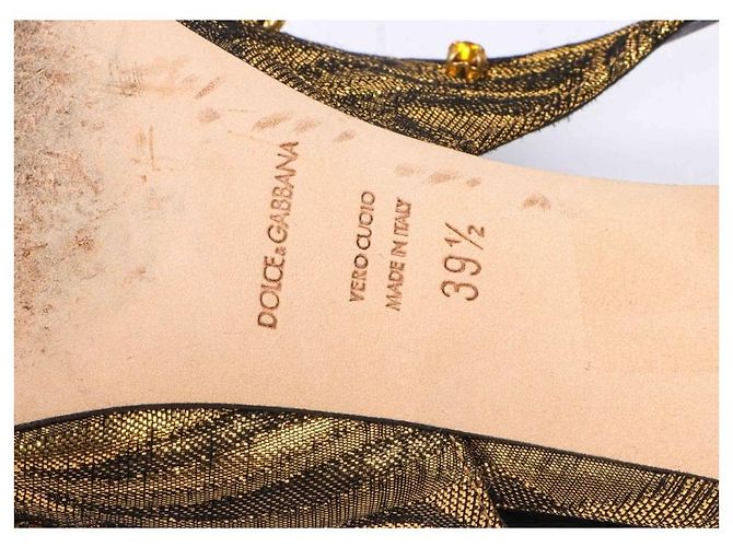 Décolleté Slingback Dolce & Gabbana in Seta e Cristalli D'oro - vista 7
