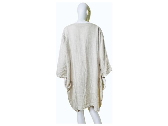 Autre Marque Vestido túnica de lino para mujer Beige - vista 3