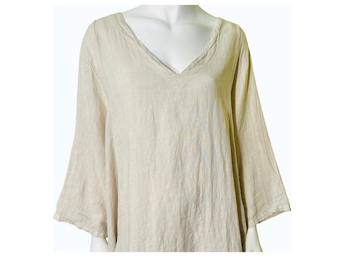 Autre Marque Vestido túnica de lino para mujer Beige - vista 5