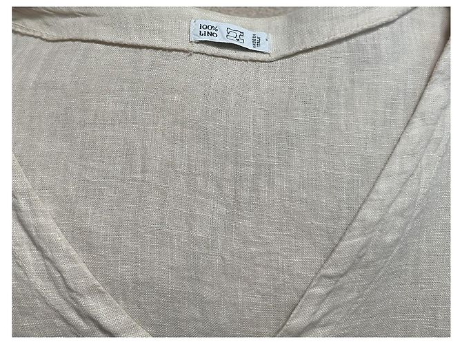 Autre Marque Vestido túnica de lino para mujer Beige - vista 6