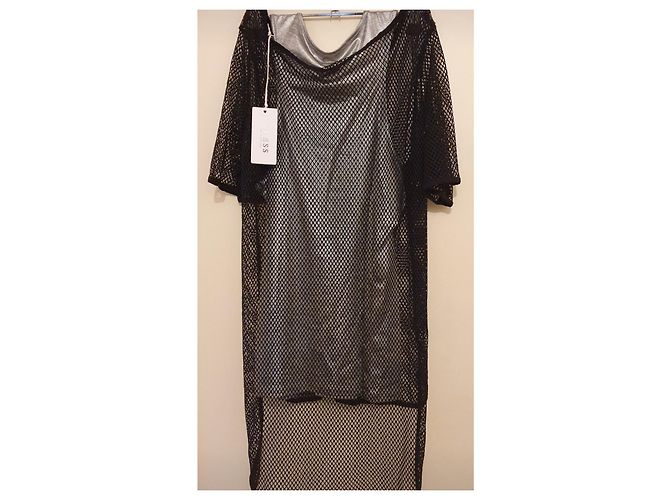 Completo Guess Top in Rete Nero e Canotta Argentata - vista 2