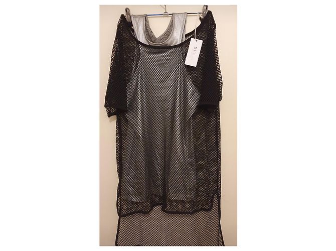Completo Guess Top in Rete Nero e Canotta Argentata - vista 4
