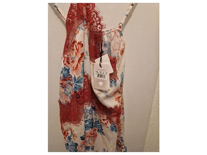 Autre Marque Top Velmar de seda estampado floral y encaje Blanco Roja Multicolor - vista 6