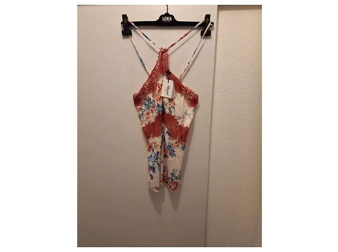 Autre Marque Top Velmar de seda estampado floral y encaje Blanco Roja Multicolor - vista 9