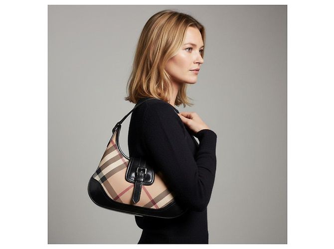 Burberry Haymarket Check Borsa a Spalla Nero Rosso Beige - vista 2