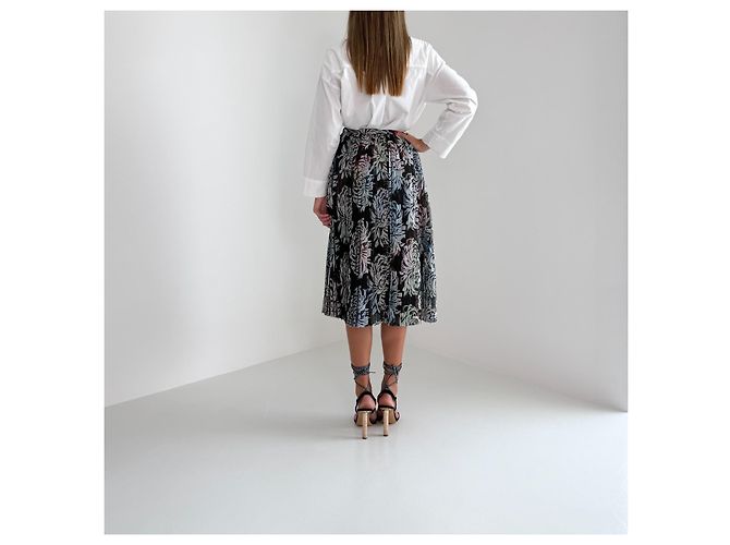 Autre Marque Marco de Vincenzo Falda midi plisada de malla estampada Spring 2016 Negro Multicolor - vista 11