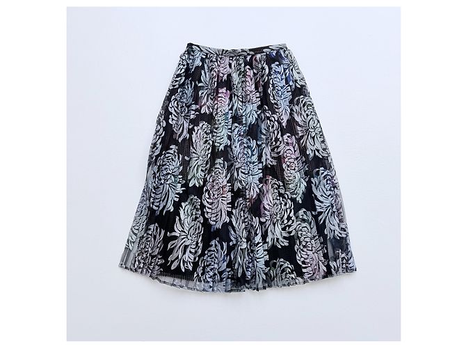 Autre Marque Marco de Vincenzo Falda midi plisada de malla estampada Spring 2016 Negro Multicolor - vista 3