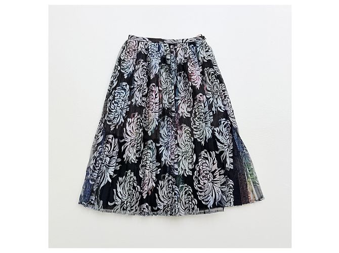 Autre Marque Marco de Vincenzo Falda midi plisada de malla estampada Spring 2016 Negro Multicolor - vista 4