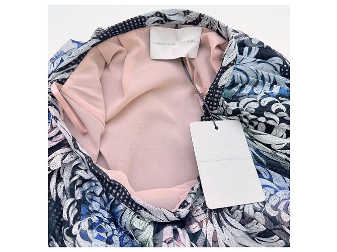 Autre Marque Marco de Vincenzo Falda midi plisada de malla estampada Spring 2016 Negro Multicolor - vista 7