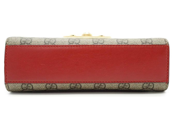 Gucci Borsa a tracolla GG Supreme Padlock Small Chain Red Fuchsia Beige - vista 4