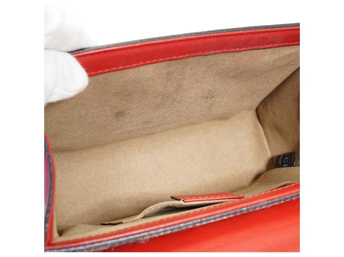 Gucci Borsa a tracolla GG Supreme Padlock Small Chain Red Fuchsia Beige - vista 5
