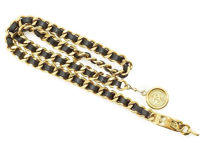 Chanel Vintage CC 31 Gürtel aus Goldmetall Rue Cambon mit Medaillon-Kette Golden - Ansicht 7