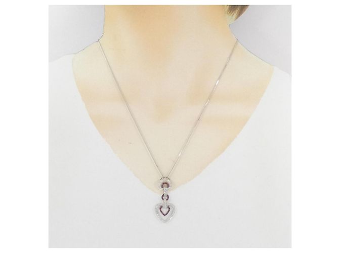 Autre Marque Collana in oro bianco Au750, oro nero, rubino e diamante Rosso - vista 6