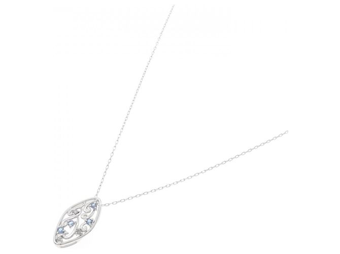 Autre Marque Collana in oro bianco Au750, acquamarina e diamanti Argento - vista 2