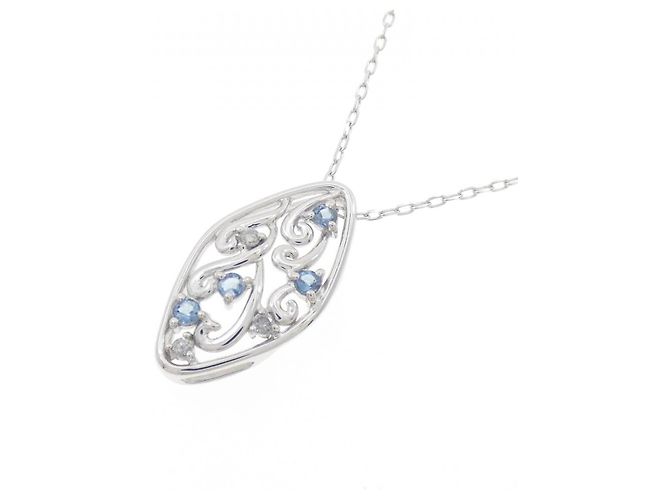 Autre Marque Collana in oro bianco Au750, acquamarina e diamanti Argento - vista 3