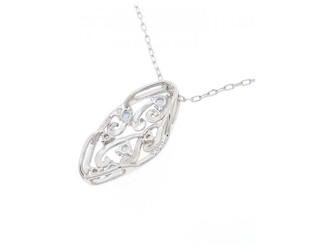 Autre Marque Collana in oro bianco Au750, acquamarina e diamanti Argento - vista 4