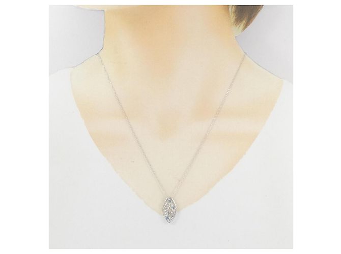 Autre Marque Collana in oro bianco Au750, acquamarina e diamanti Argento - vista 6