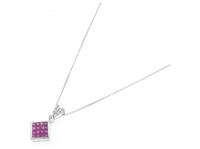 Autre Marque Collana con rubino e diamanti a 2 vie in Au750 Argento - vista 2