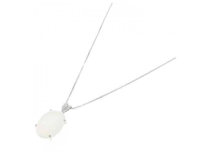 Autre Marque Colar de ouro branco Au750, pedra da lua e diamante Prata - vista 2