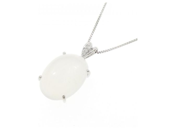 Autre Marque Colar de ouro branco Au750, pedra da lua e diamante Prata - vista 3