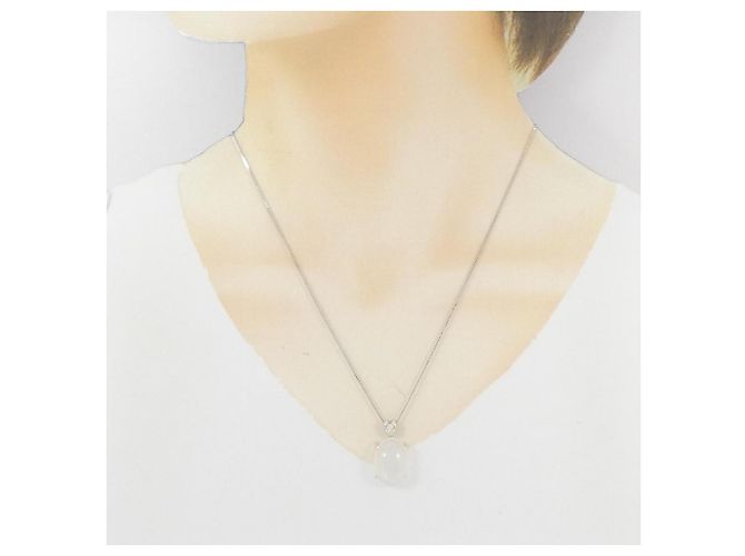 Autre Marque Colar de ouro branco Au750, pedra da lua e diamante Prata - vista 6