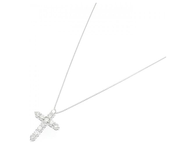 Autre Marque Collana con Croce in Diamanti in Oro Bianco Au750 Argento - vista 2