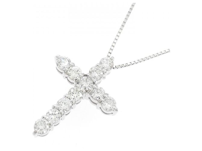 Autre Marque Collana con Croce in Diamanti in Oro Bianco Au750 Argento - vista 3