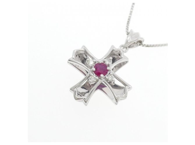 Autre Marque Collana con rubino e diamanti Au750 Argento - vista 3