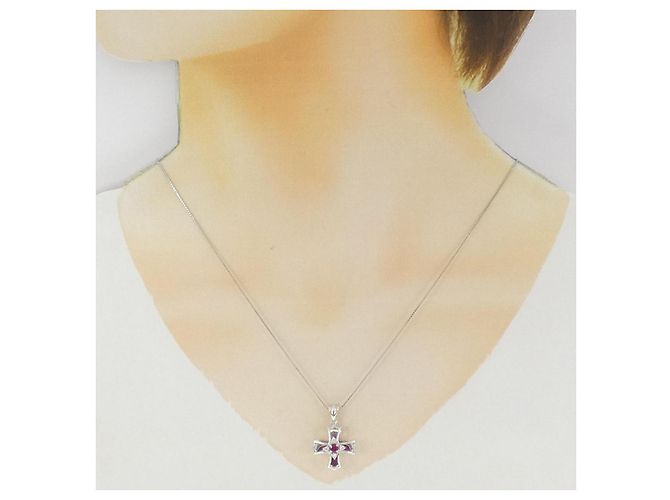 Autre Marque Collana con rubino e diamanti Au750 Argento - vista 6