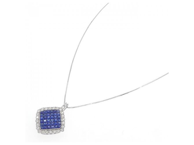 Autre Marque Collana in zaffiro e diamanti Au750 Argento - vista 2