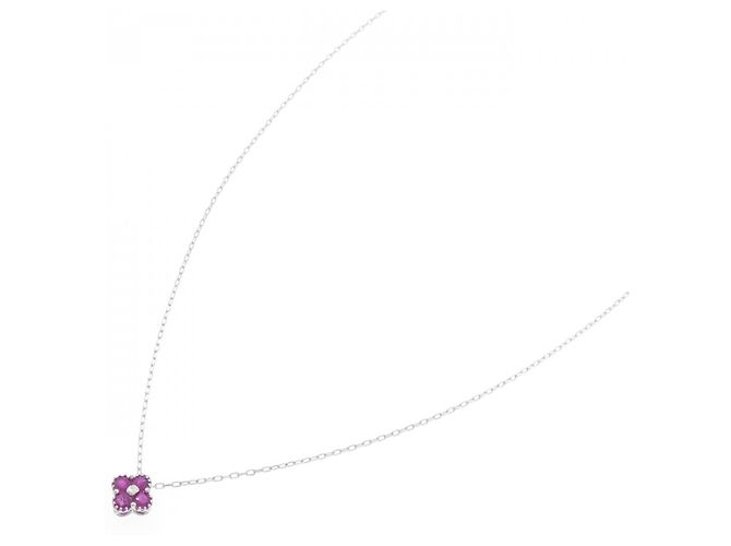 Autre Marque Collana Fiore Rubino Au750 Argento - vista 2