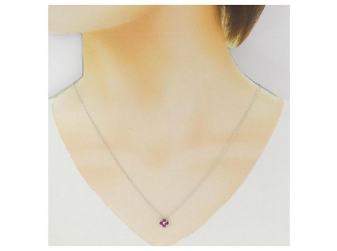 Autre Marque Collana Fiore Rubino Au750 Argento - vista 6