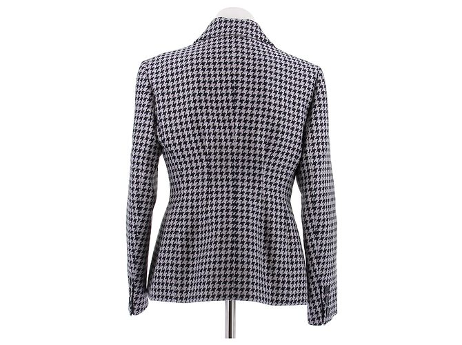 Christian Dior Abrigo con estampado pata de gallo Gris - vista 2