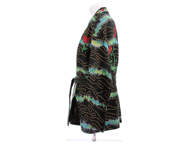 Autre Marque MONOKI Kimono mit Mustern grün Baumwolle M - Ansicht 4