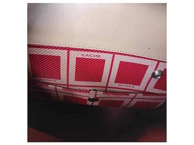 Autre Marque Borsa Tote a scacchi Cache Rosso Beige - vista 3