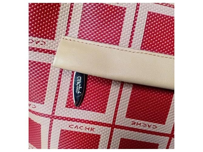 Autre Marque Borsa Tote a scacchi Cache Rosso Beige - vista 4