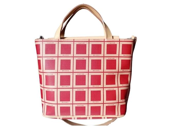 Autre Marque Borsa Tote a scacchi Cache Rosso Beige - vista 5
