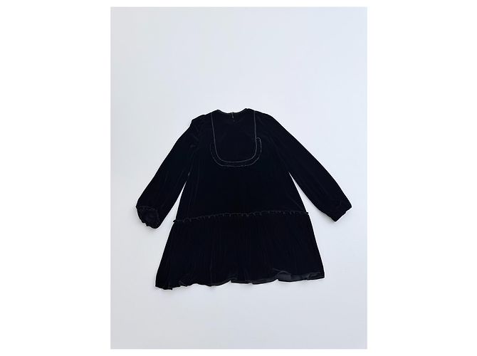N°21 Schwarzes Samtkleid mit Blumenstickerei Mehrfarben - Ansicht 5