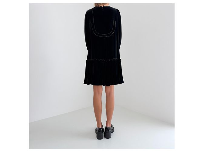 N°21 Schwarzes Samtkleid mit Blumenstickerei Mehrfarben - Ansicht 9