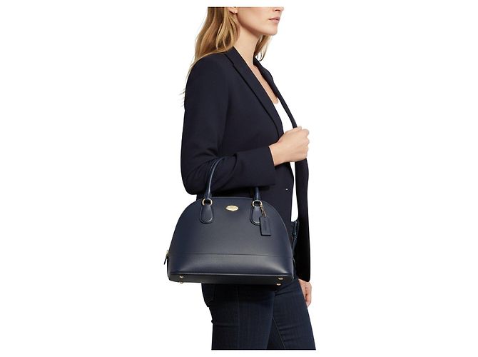 Coach Navy Pebbled Leather Dome Satchel Nero - vista 2