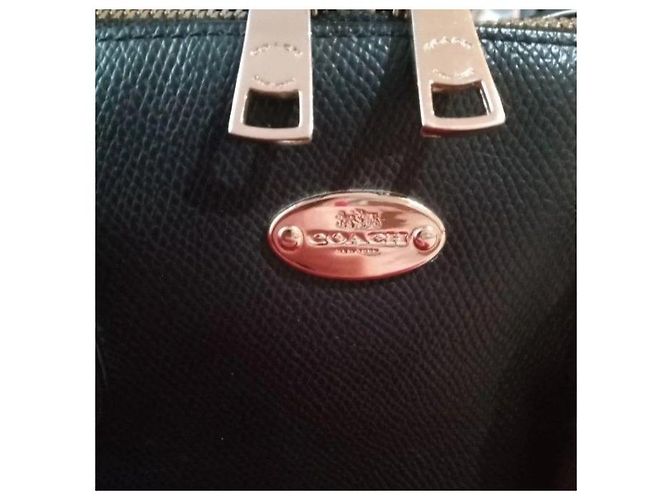 Coach Navy Pebbled Leather Dome Satchel Nero - vista 3