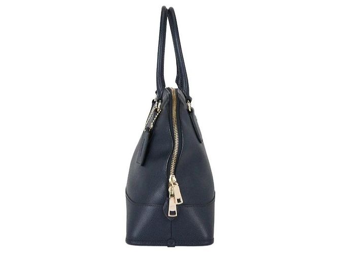 Coach Navy Pebbled Leather Dome Satchel Nero - vista 4