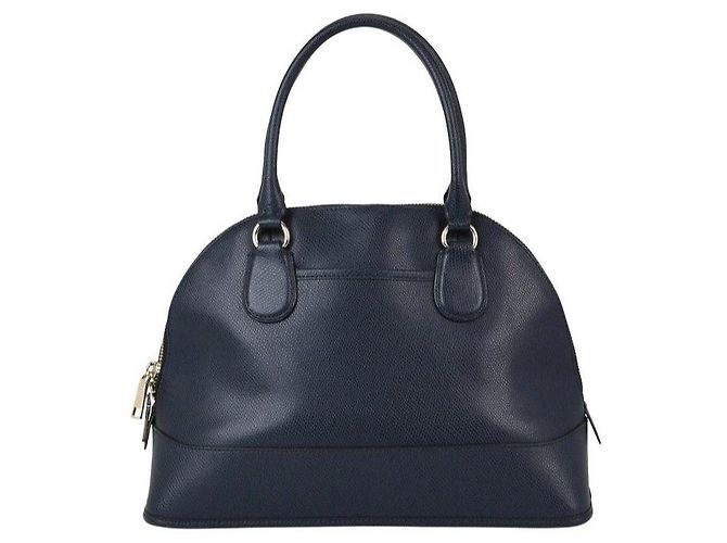 Coach Navy Pebbled Leather Dome Satchel Nero - vista 5