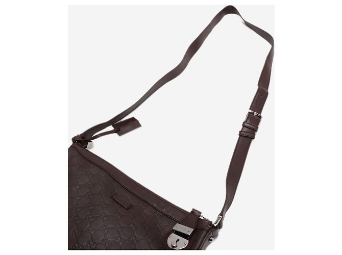 Borsa a tracolla in pelle Guccissima marrone scuro - vista 14